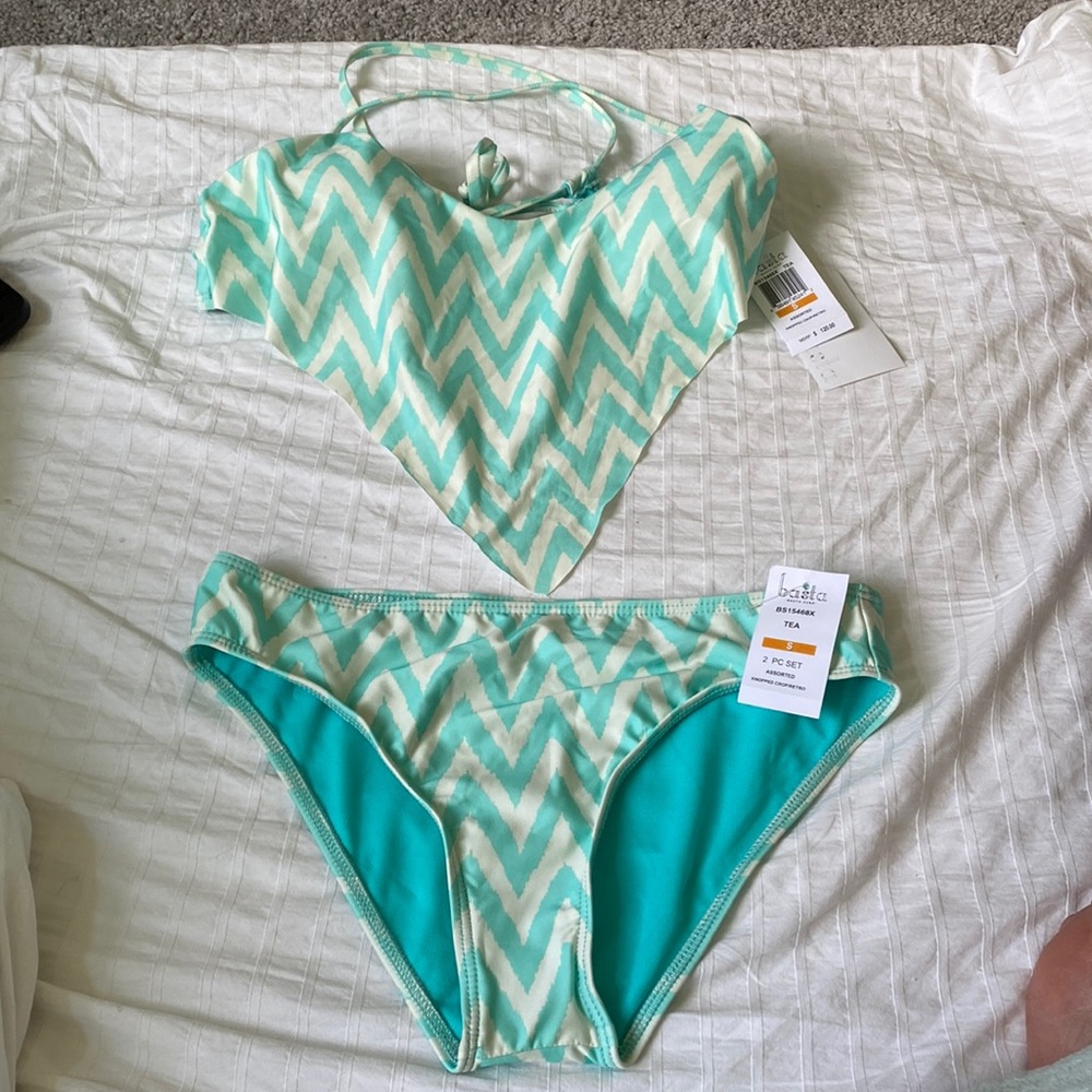 BASTA SURF KNOPPED CROP 2-PIECE SWIMSUIT SWIMWEAR SET SIZE S NWT